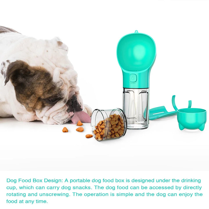 Pet drinking bottle 3 in 1 water snack bag for feces