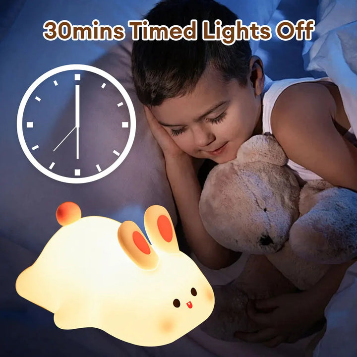 Rabbit Silicone Night Lamp Touch Sensor Rabbit Night Light Timer USB Rechargeable.