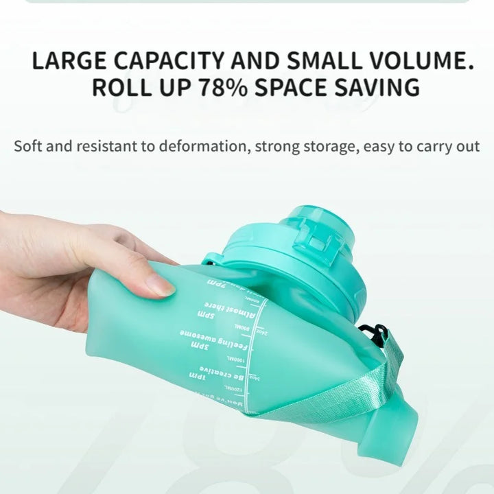 Collapsible Water Bottles, 2L/64OZ with Straw, Leak-Proof for Outdoor Sports and Travel