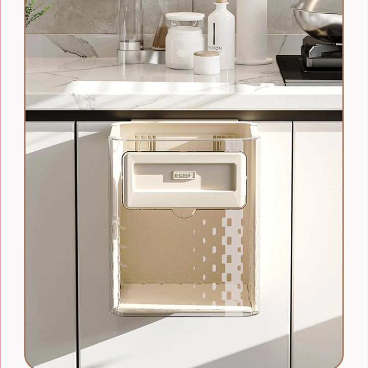 10L Hanging Kitchen Trash Bin for Cabinet Under Sink Wall Mounted Folding Waste Bin Food Bin