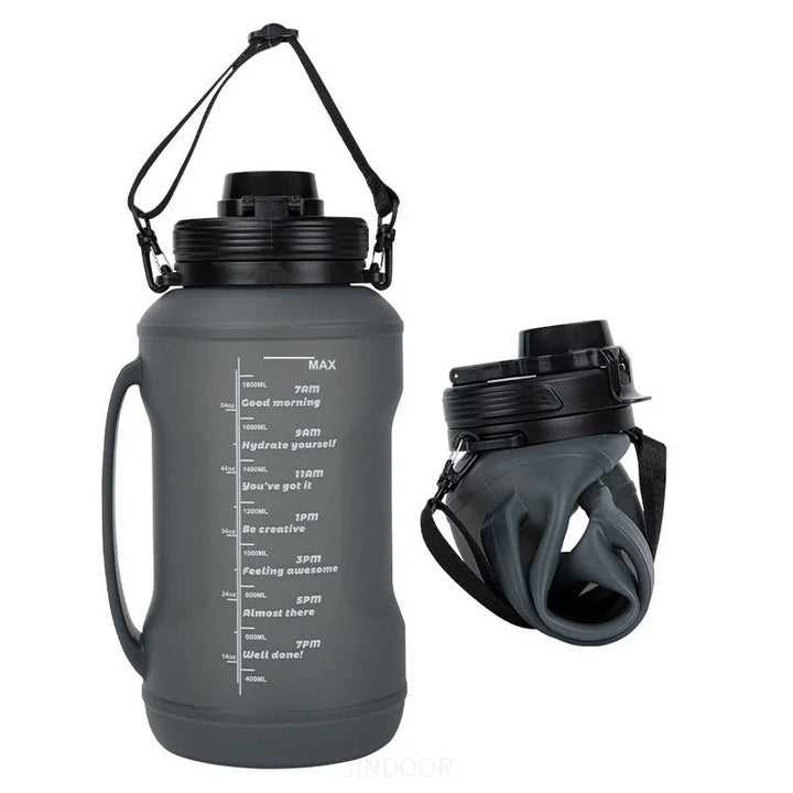 Collapsible Water Bottles, 2L/64OZ with Straw, Leak-Proof for Outdoor Sports and Travel