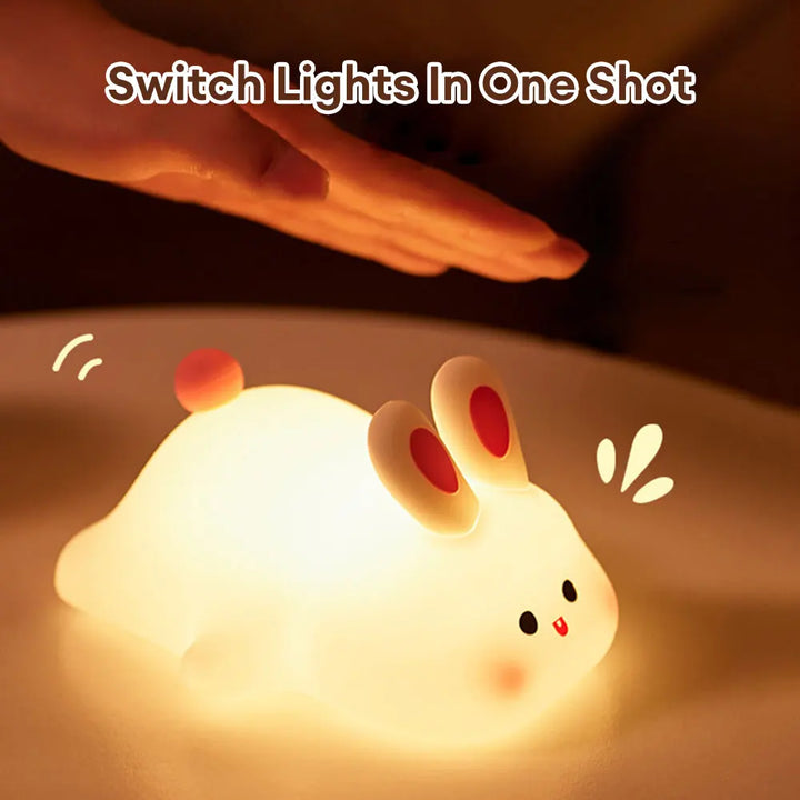 Rabbit Silicone Night Lamp Touch Sensor Rabbit Night Light Timer USB Rechargeable.