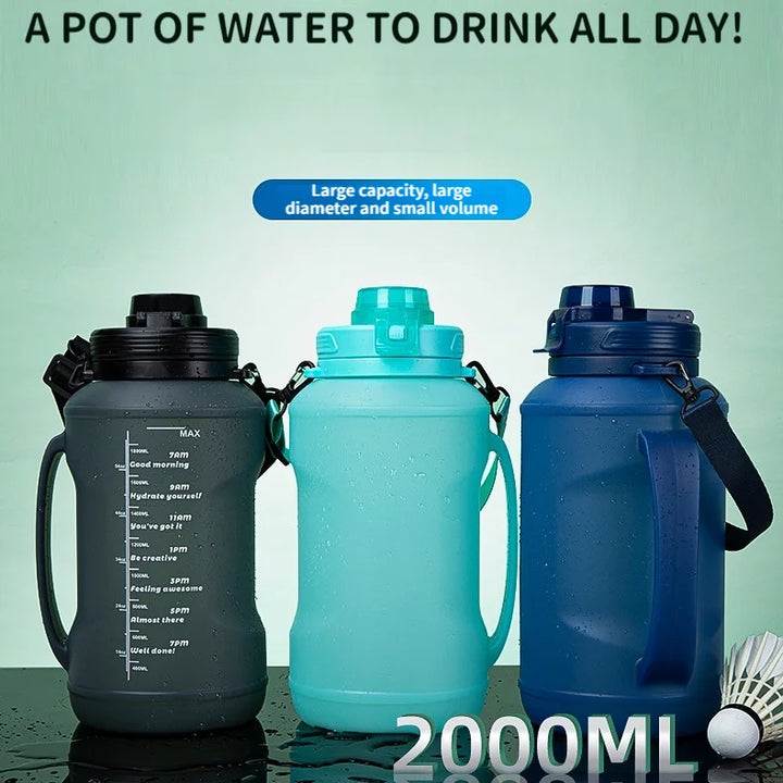 Collapsible Water Bottles, 2L/64OZ with Straw, Leak-Proof for Outdoor Sports and Travel