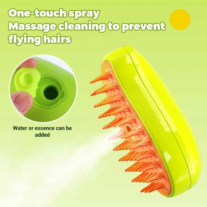 PET BRUSH FOR CATS AND DOGS STEAM DETANGING SPRAY 3 IN 1 USB RECHARGEABLE