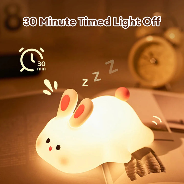 Rabbit Silicone Night Lamp Touch Sensor Rabbit Night Light Timer USB Rechargeable.