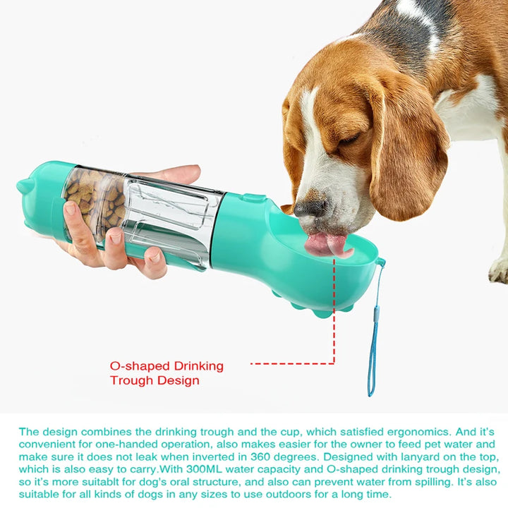 Pet drinking bottle 3 in 1 water snack bag for feces