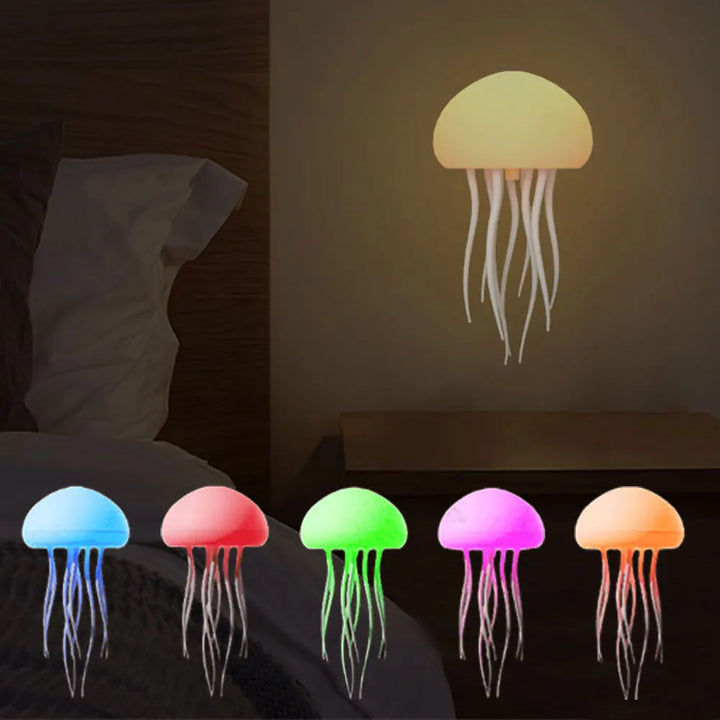 Jellyfish Light Voice Control Atmosphere Night Lights Type-C Charging Bedside Lamp Flexible Tentacles for Holiday Children Gifts