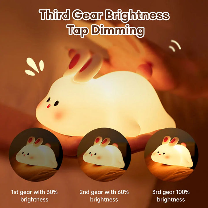 Rabbit Silicone Night Lamp Touch Sensor Rabbit Night Light Timer USB Rechargeable.