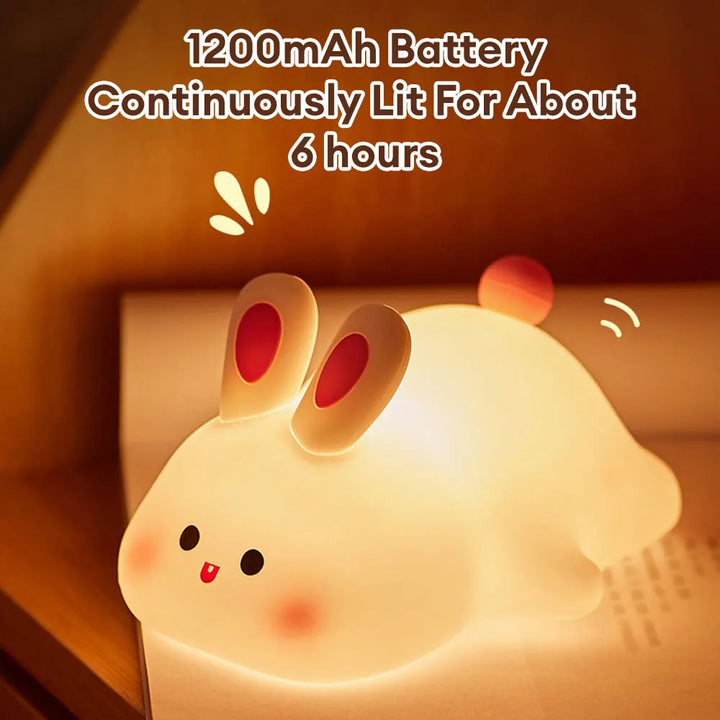 Rabbit Silicone Night Lamp Touch Sensor Rabbit Night Light Timer USB Rechargeable.