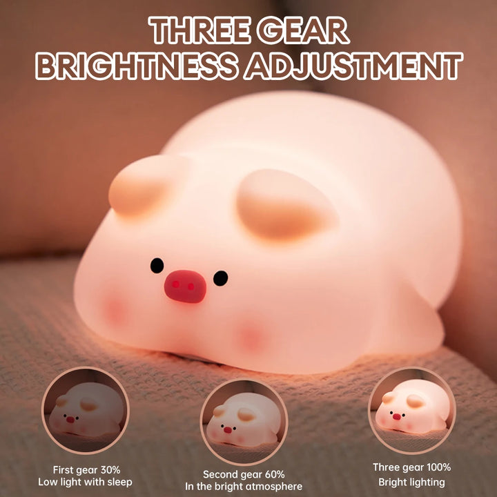 Rabbit Silicone Night Lamp Touch Sensor Rabbit Night Light Timer USB Rechargeable.